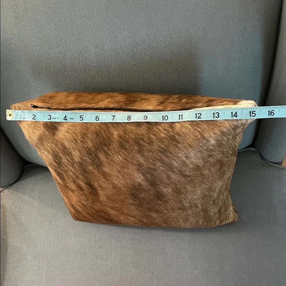 Luxurious Brown Cowhide Leather Accent Pillow - Picture 4 of 9